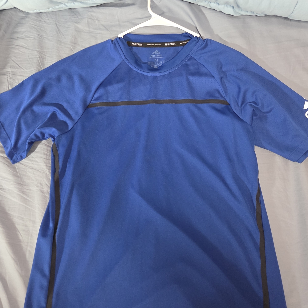 adidas Primeblue Royal Blue Short Sleeve Performance Tee with Black Trim Size M